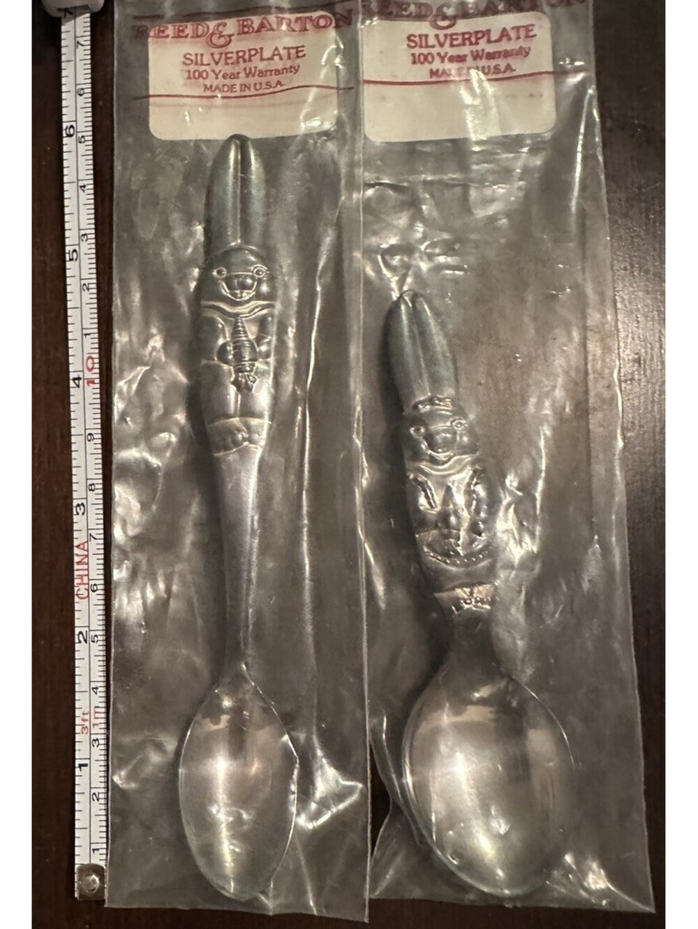 Vtg Reed & Barton Silverplate Rabbit Baby set of 2 Spoons